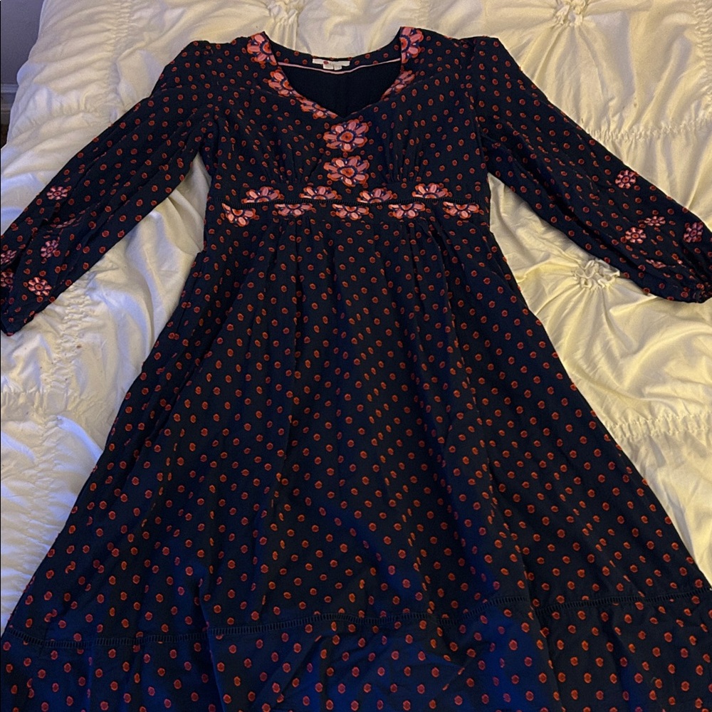 Baden Floral Navy and Pink polka dot Cotton Dress